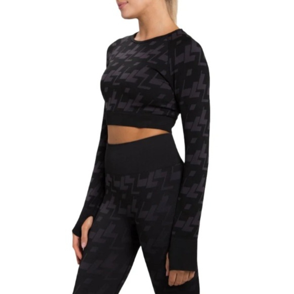 Mono B Seamless Geo‎ Active Top AT-A09102 Women's Large Compression Jacquard